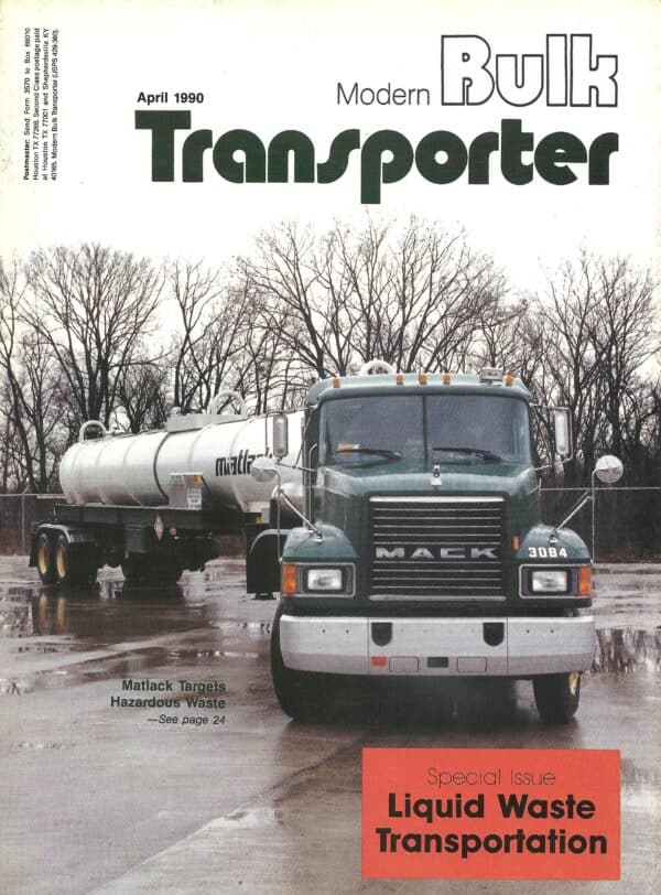 April, 1990 Modern Bulk Transporter. Cover.