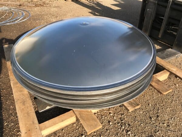 Dished and Flared Aluminum Tank heads prepping to ship.