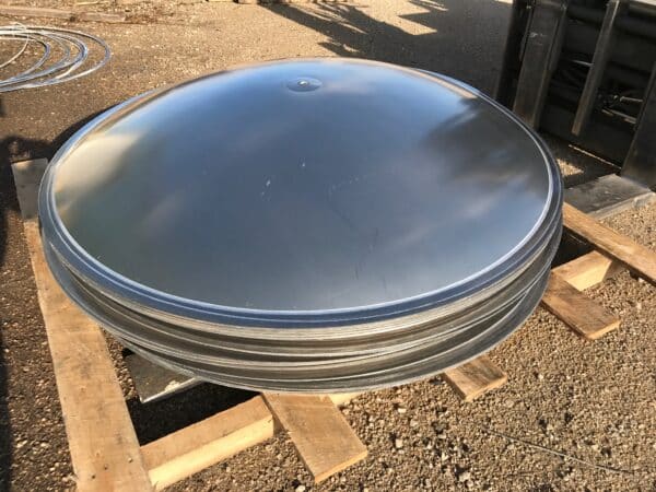 Dished and Flared Aluminum Tank heads prepping to ship.